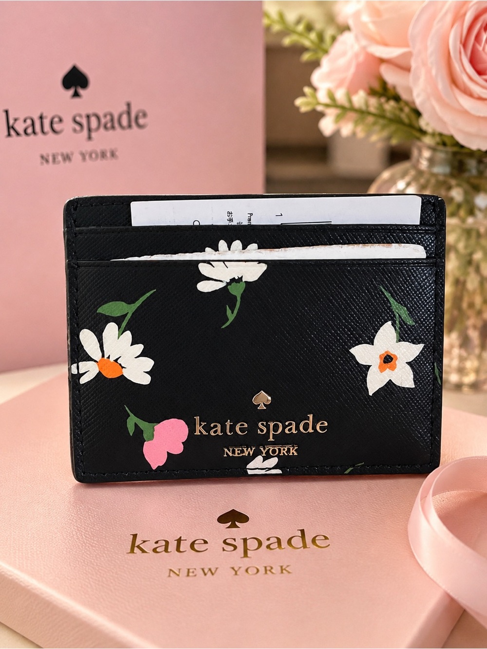Kate Spade New York Madison Floral Waltz Small Slim Card Holder 🖤🌸